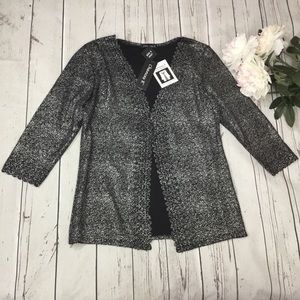 Chances R Women’s 2-Fer Twin Set Small Black silver Knit 3/4 sleeve